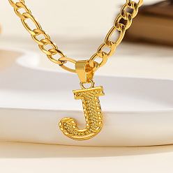 Letter J 304 цепочка с подвеской в виде Фигаро из нержавеющей стали, золотые, буква J, 17.72 дюйм (45 см)