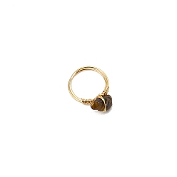 Tigerauge Ringe aus natürlichen Tigerauge-Nuggets, Messingschmuck für Damen Herren, golden, Innendurchmesser: 18 mm