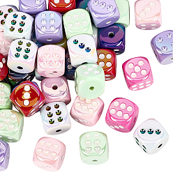 (52) Непрозрачная лаванда 40шт. УФ-покрытие радужными переливающимися акриловыми эмалевыми бусинами, игральная кость, разноцветные, 14x14x14 мм, отверстие : 2.5 мм