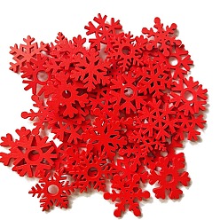 Красный Незавершенные подвесные украшения из дерева, для новогодних украшений, снежинки вырезы, красные, 3.5 см, 50 шт / пакет