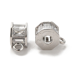 Платина Колонна латунь микро паве кубический цирконий трубки поручни, долговечный, без кадмия и без свинца, платина, 9x7x5 мм, отверстие : 1.5 мм, внутренний диаметр: 2.2 мм