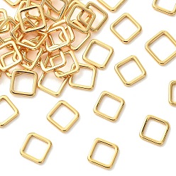 Chapado en Oro Real 18K Anillos de eslabones de latón Shegrace, plaza, sin cadmio, plomo, níquel, real 18 k chapado en oro, 7x7x1 mm, tamaño interno: 5.2x5.2 mm