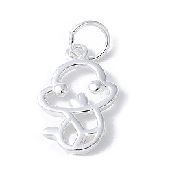 Змея 925 подвески из стерлингового серебра с изображением китайского зодиака, с прыжковых колец, серебряный цвет гальваническим, змея, 9.5~15x10~11.5x1~2 мм, отверстие : 3.5 мм