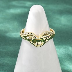 Настоящее золото 18K Латунные регулируемые открытые манжеты, без кадмия и без свинца, сердце, реальный 18 k позолоченный, 9.5x17.5 мм