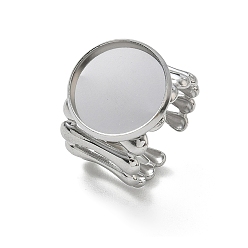Stainless Steel Color 304 Stainless Steel Cuff Ring Components, Round Bezel Pad Ring Setting, Stainless Steel Color, 18mm,18mm, Tray Size: 16mm
