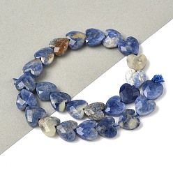 Содалитовое Природный содалит бисер нитей, сердце, граненые, 8x8x3.5~4 мм, отверстие : 0.7 мм, около 25 шт / нитка, 7.09'' (18 см)