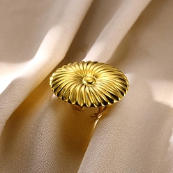 Плоский Круглый 304 открытая манжета из нержавеющей стали для женщин, реальный 18 k позолоченный, плоско-круглые, 41x41 мм, регулируемый