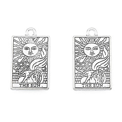 Antique Silver Rack Plating Alloy Pendants, Cadmium Free & Nickel Free & Lead Free, Tarot Charms, Antique Silver, The Sun XIX, 23.5x14.5x1.5mm, Hole: 1.8mm