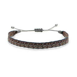 Coconut Brown Vintage Bohemian Cotton Cord Braided Bracelets, Adjustable Handmade Ethnic Style Wristbands, Coconut Brown