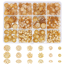 Golden 6 Styles Iron Bead Caps, Mixed Shapes, Golden, 5~12x1~4.5mm, Hole: 1~1.8mm