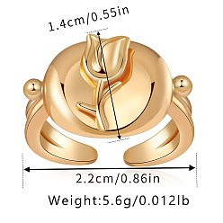 Цветок Латунь манжеты кольца, золотые, цветок, 22 мм