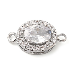 Платина Латунные подвески из прозрачного кубического циркония, без кадмия, без никеля и без свинца, овальные связи, платина, 15x8.5x5 мм, отверстие : 1.2 мм