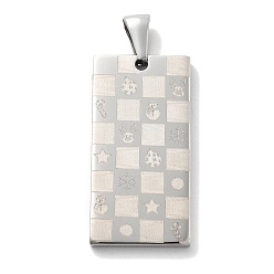 Нержавеющая Сталь Цвет Рождественские 304 подвески из нержавеющей стали, прямоугольник с подвеской в виде звезды/снеговика/оленя, цвет нержавеющей стали, 40x20x3 мм, отверстие : 8x4 мм