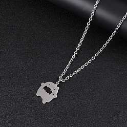 Нержавеющая Сталь Цвет Хэллоуин 201 Кулон в виде маленького монстра из нержавеющей стали, цепочка-ожерелье для женщин и мужчин, без потускнения, цвет нержавеющей стали, 27.56 дюйм (70 см)