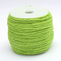 Vert Pâle Cordon de jute coloré, chaîne de jute, ficelle de jute, 3, pour la fabrication de bijoux, vert pale, 2mm, environ 109.36 yards (100m)/rouleau