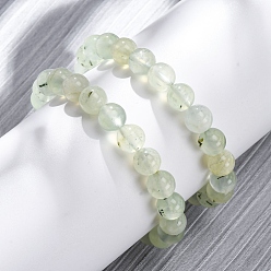 Пренит Браслеты из натурального пренита с круглыми бусинами для мужчин и женщин, внутренний диаметр: 2-1/4 дюйм (5.7 см)