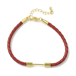 (123L) Белый крем непрозрачный блеск 3Изготовление браслета из плетеного круглого шнура из искусственной кожи диаметром ⅜ мм, с 304 карабинами из нержавеющей стали и латунной планкой с бусинами, золотые, стойки покрытие, долговечный, огнеупорный кирпич, 7-1/8 дюйм (18.2 см)