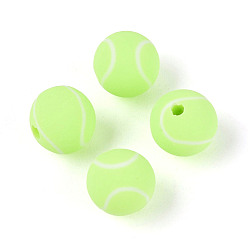 Зелено-Желтый Бусины из полимерной глины , большой теннис, зеленый желтый, 8 мм, отверстие : 1.8~2 мм