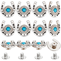 Морской Синий 12 наборы заклепок-винтов из цинкового сплава и смолы, DIY кожаный гвоздь, подковы, Marine Blue, 21x19.5 мм