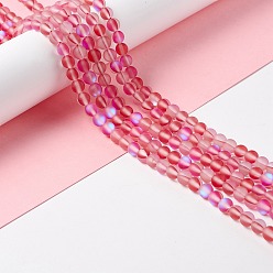 Красный Синтетические лунные лучи, матовые, круглые, красные, 6 мм, отверстие : 1 мм, около 60~64 шт / нитка, 14.76''~15.55'' (37.5~39.5 см)