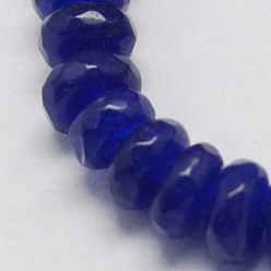 Темно-Синий Естественно нефритовый шарик нити, окрашенные, граненые, рондель, темно-синий, 8x5 мм, отверстие : 1 мм, 14.9 дюйм