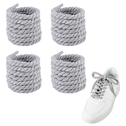 Серый 4 пары хлопковых шнурков, украшения для обуви, серые, 1125~1200x8 мм