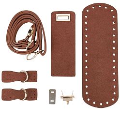 Coconut Brown DIY PU Leather Knitting Crochet Bags, with Bottom and Shoulder Strap, for DIY Craft Shoulder Bags Accessories, Coconut Brown