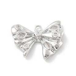 Платина Латунные микро проложить кубического циркония подвески, без кадмия, без никеля и без свинца, бантом прелести, платина, 15.5x19x4.5 мм, отверстие : 1.5 мм