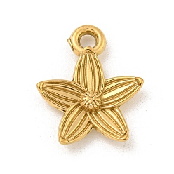 Настоящее золото 18K Ионное покрытие (ip) 304 подвески из нержавеющей стали, цветочный шарм, реальный 18 k позолоченный, 19.5x16x3 мм, отверстие : 2.1 мм