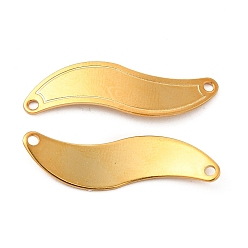 Real 24K Gold Plated 201 Stainless Steel Connector Charms, Wave Links, Real 24K Gold Plated, 30x9x0.8mm, Hole: 1.5mm