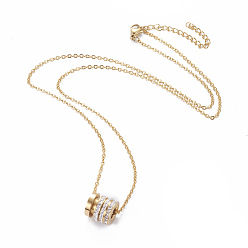 Золотой 304 подвесные из нержавеющей стали ожерелья, с полимерной глиной горный хрусталь, колонка, золотые, 18.1 дюйм (46 см), Кулон : 10x10 мм