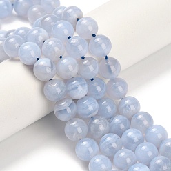 Круглые Натуральный голубой кружевной агат бисер нитей, круглые, класс +, круглые, 8~8.5 мм, отверстие : 0.8 мм, около 47 шт / нитка, 15.75 дюйм (40 см)