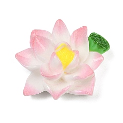 Pink Непрозрачные смоляные цветы кабошоны, лотос, розовые, 24x28x10 мм