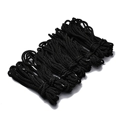Black Polyester Twisted Cord, for Jewelry Making, Round, Black, 8.5mm, about 5.47 Yards(5m)/pc