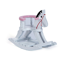 Pink Деревянные лошадки-качалки миниатюрные украшения, аксессуары для домашнего кукольного домика с микро-ландшафтом, розовые, 83x36x66 мм