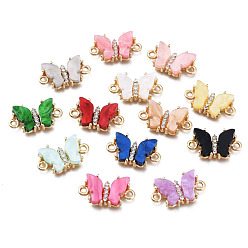 (52) Непрозрачная лаванда Латунные соединители звеньев микропаве, прозрачные кубические циркония, cmолой, долговечный, форме бабочки, золотые, разноцветные, 12x21x3.5 мм, отверстие : 1.8 мм