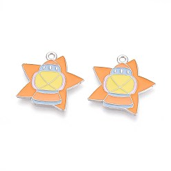 Звезда Подвески из сплава с эмалью на тему Хэллоуина, платина, звезда, 23x24x1 мм, отверстие : 1.8 мм