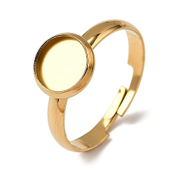 Настоящее золото 18K 304 регулируемые кольцевые компоненты из нержавеющей стали, настройки круглого кольца, ионное покрытие (ip), реальный 18 k позолоченный, лоток : 8 мм, 10 мм, внутренний диаметр: 19 мм