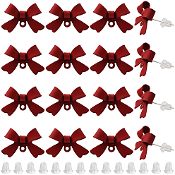 FireBrick 32Pcs Alloy Stud Earring Findings, with 925 Sterling Silver Pins and Loop, Bowknot, FireBrick, 11x15x4mm, Hole: 1.2mm, Pin: 0.7mm