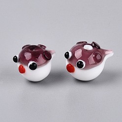 Old Rose Handmade Lampwork Beads, Puffer, Old Rose, 12~14x12~14x16~18mm, Hole: 1.2~1.5mm