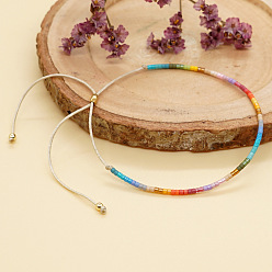 Разноцветный Регулируемые пластиковые браслеты с бусинами-слайдерами, украшения из полиэстеровой нити для женщин, колонка, красочный, 11.02 дюйм (28 см)