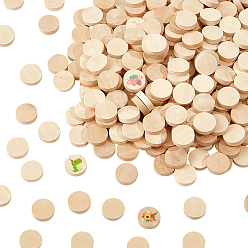 Цвет Древесины Бук, плоская круглая необработанная древесина, деревесиные, 1.5x0.45 см, 600 шт