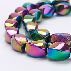 (966) Внутренний цвет Кристалл / Лиловато-лиловый на подкладке Гальванические немагнитные синтетические гематитовые нити, твист, класс А, с покрытием разноцветным, 12x8x8 мм, отверстие : 2 мм, около 34 шт / нитка, 15.82 дюйм