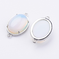 Опал Соединители латунные опалитовые звенья, овальные, платина, 15x26x5.5~7 мм, отверстие : 1.5~2 мм
