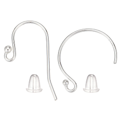 Серебро 16 шт. 2 стили 925 крючки для сережек из стерлингового серебра, с 20 пластиковыми ушными гайками, серебряные, 13x11x2 мм, отверстие : 2 мм, 21 датчик, штифты : 0.7 мм
