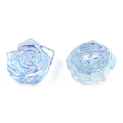 Васильковый Прозрачные кабошоны из абс-пластика, с покрытием AB цвета, роза, васильковый, 18x17x6.5 мм