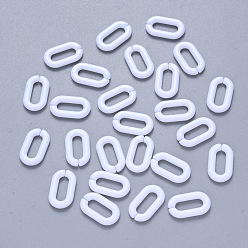 White Opaque Acrylic Linking Rings, Quick Link Connectors, For Jewelry Cable Chains Making, Oval, White, 14x8.5x2.5mm, Inner Diameter: 9x3mm