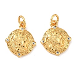 Настоящее золото 24K Латунные микро проложить кубического циркония прелести, плоско-круглые, с целью перехода в кольце, долговечный, без свинца и без кадмия, стойки покрытие, реальный 24 k позолоченный, 13x11x2.5 мм, отверстие : 2 мм