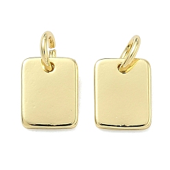 Настоящее золото 18K Латунные подвески, прямоугольник амулеты, штамповка пустой метки, без кадмия и без свинца, стойки покрытие, долговечный, реальный 18 k позолоченный, 9x7x1.5 мм, отверстие : 3.5 мм, Перейти кольцо: 5x0.8 мм