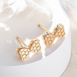 Настоящее золото 18K Латунь серьги, бантом, реальный 18 k позолоченный, 7x11.5 мм